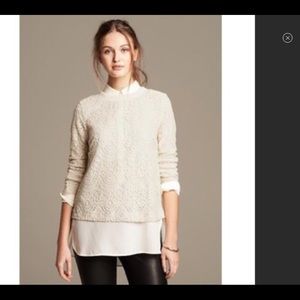 Banana Republic Ivory Lace Button Back Top w/Shirt